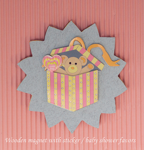 Sun shaped wooden magnet baby shower favor